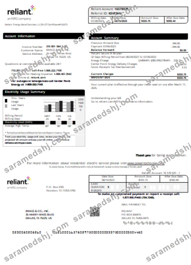 Reliant Energy utility business bill, SCR